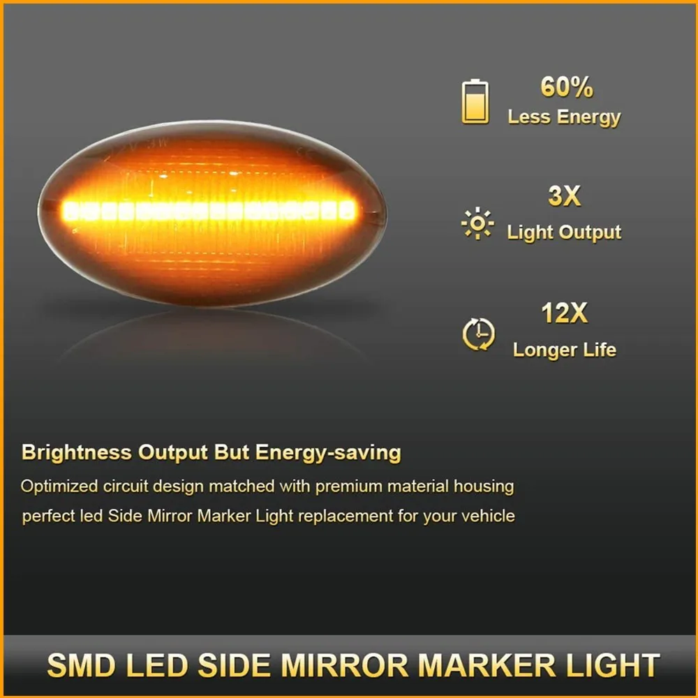 12V течет боковой фонарь-повторитель Динамический светодиодный габаритный фонарь