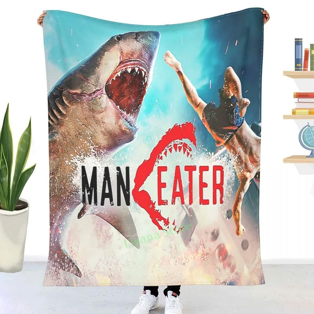 

Here Came Your Shark Throw Blanket 3D printed sofa bedroom decorative blanket children adult Christmas gift