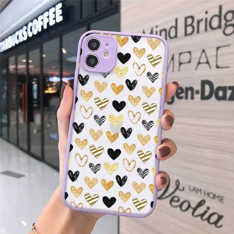 

love heart cute pink Phone Case Matte Transparent for iPhone 7 8 11 12 s mini pro X XS XR MAX Plus cover funda
