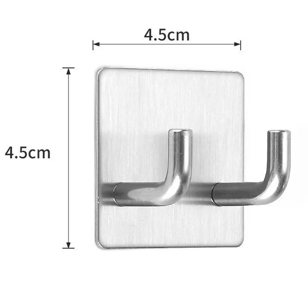 

Punch-free Strong Viscose Double Hooks Multifunctional Bathroom And Wall Kitchen Hooks Seamless Steel V4H8