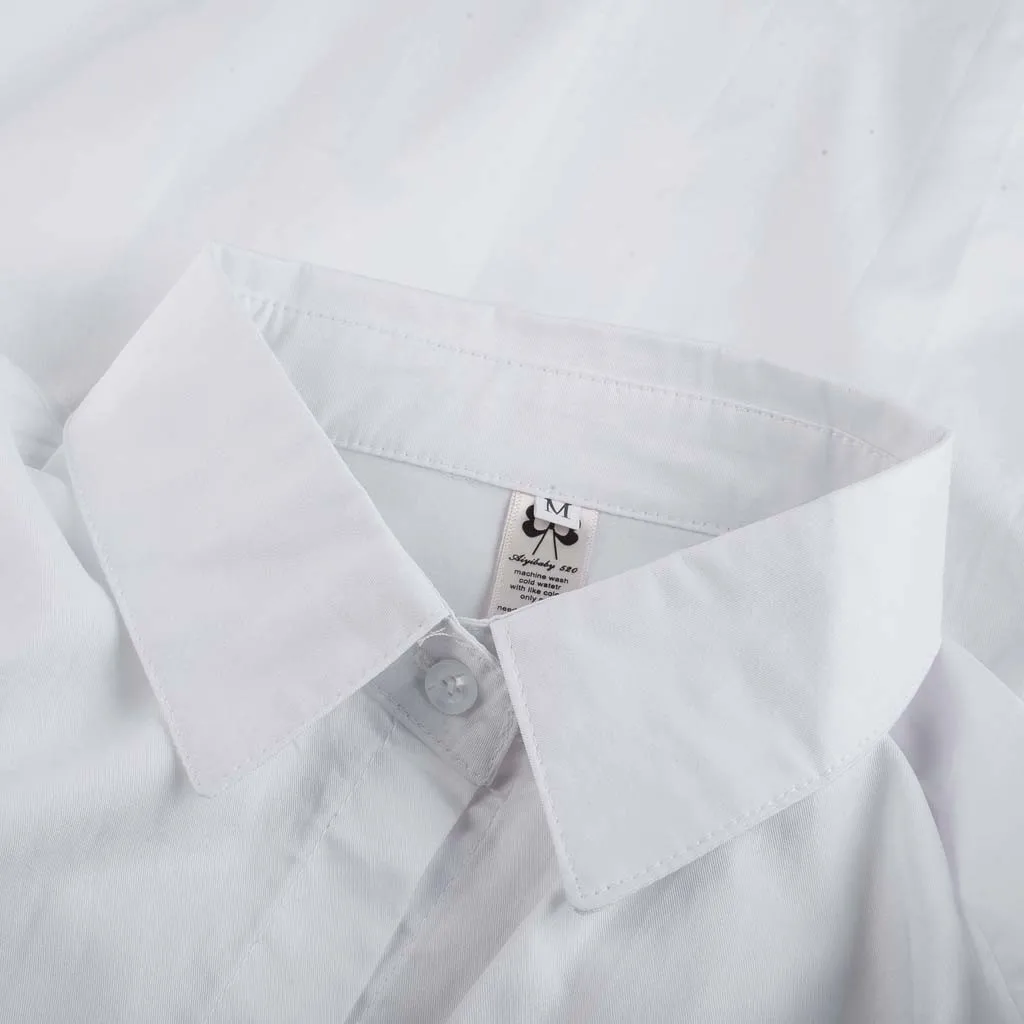 

Casual White Dress Women Spring Summer Turn Down Collar Long Sleeve Long Shirt Dress Loose Elegant Dresses Vestidos Robe