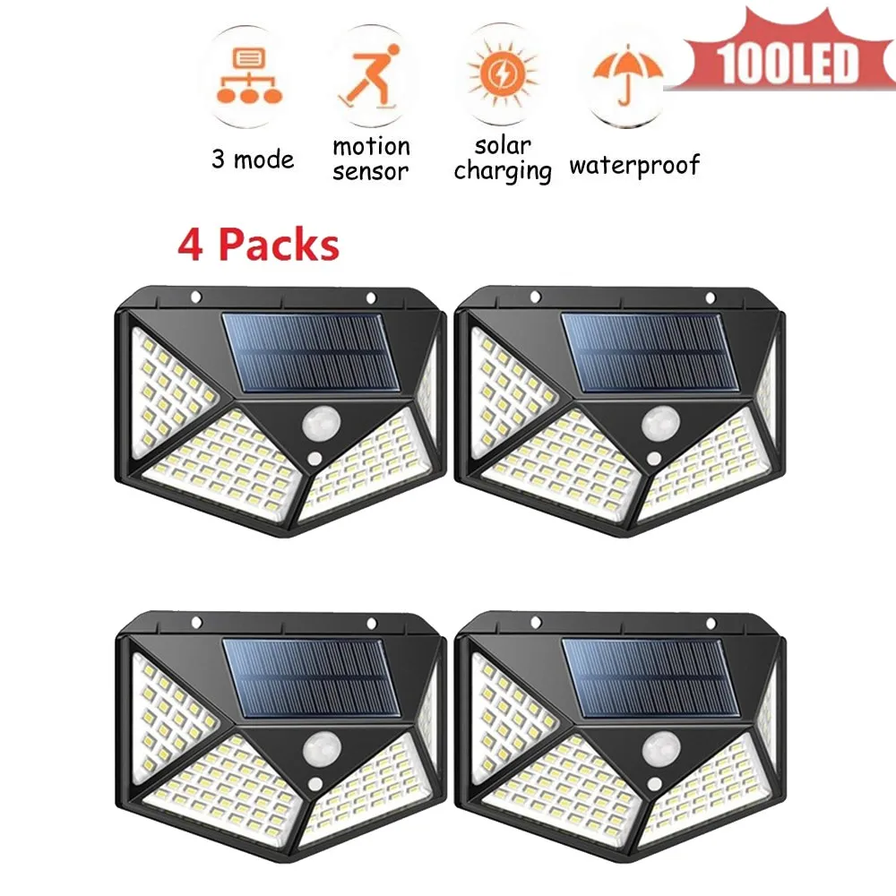 

100LED Solar Street Light 3 modes Garden Security Lamp Outdoor Light Waterproof Energy Saving Wall Lamp indoor home street wall