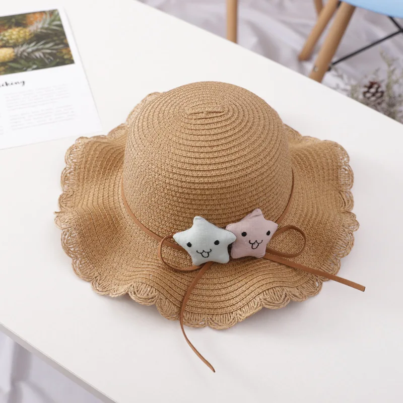

2020 New Arrival Star Summer Straw Hat kids Beach Hat For Girls Boys Outdoor Sun Hats For Child panama caps gorros