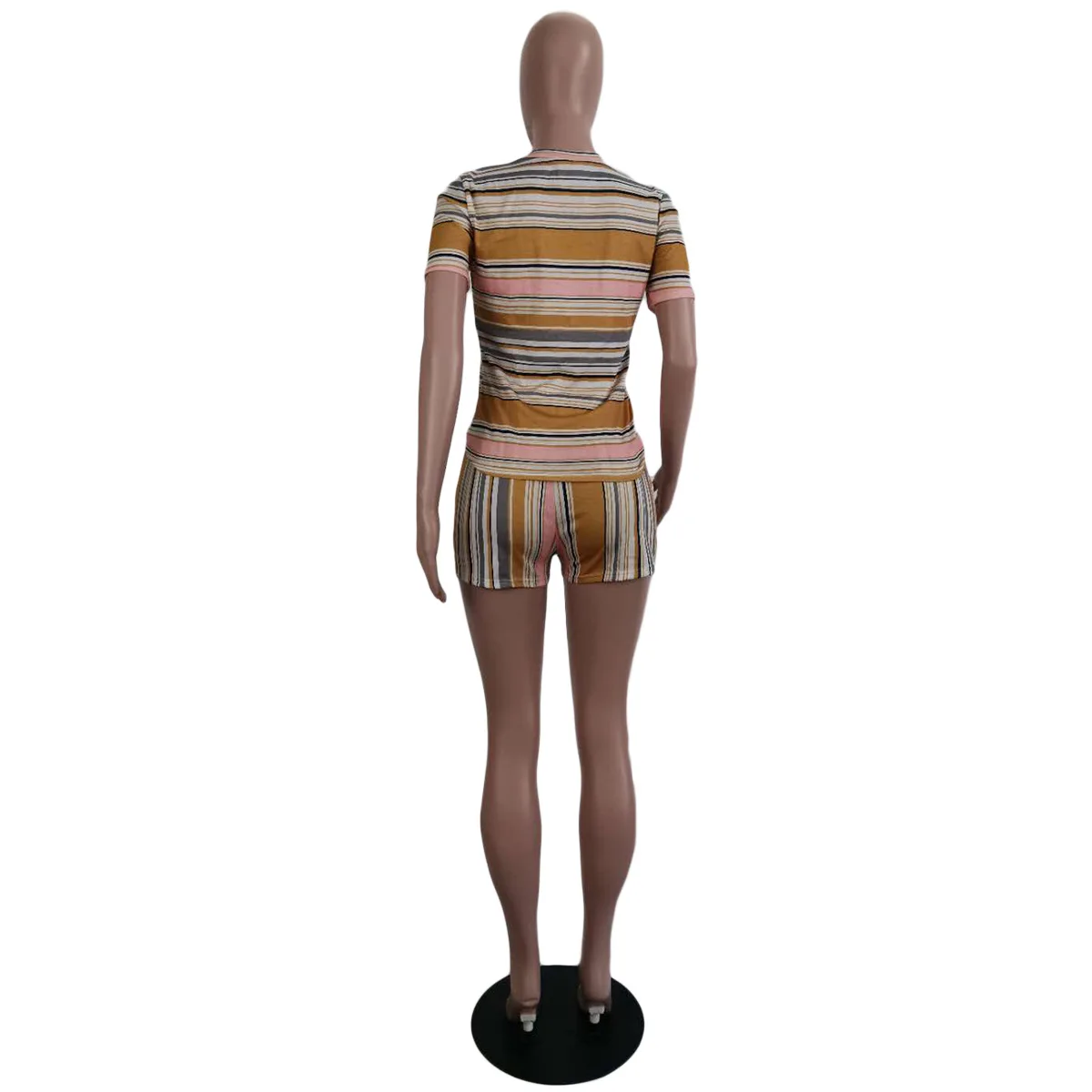 

Women's Tracksuit Casual Striped Printed Short T-shirt with Pants Sets with Pockets (No Mask) plus Size Cotton Blends