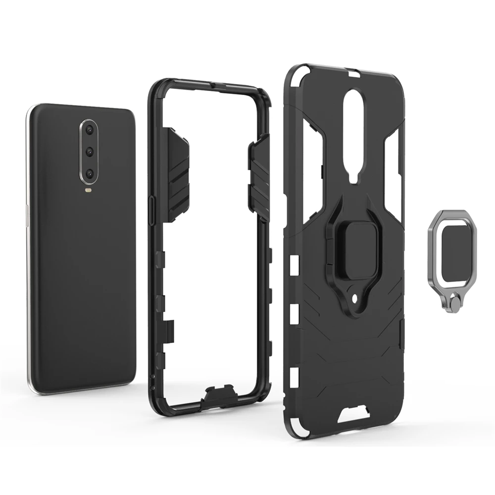 

UFlaxe Hard Case for OPPO R9 R9S R11 R11S Plus R17 RX17 Pro K1 K3 Car Mount Magnetic Bracket Ring Stand Shockproof Cover ZG