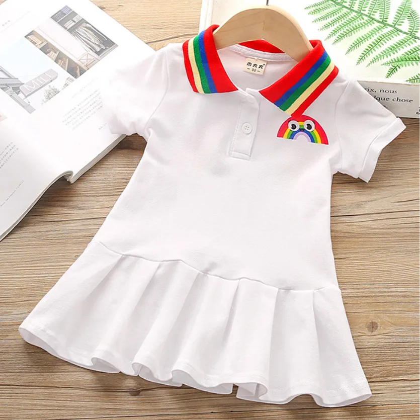 Теннисное платье для девочек с отложным воротником в складку | Детская одежда и