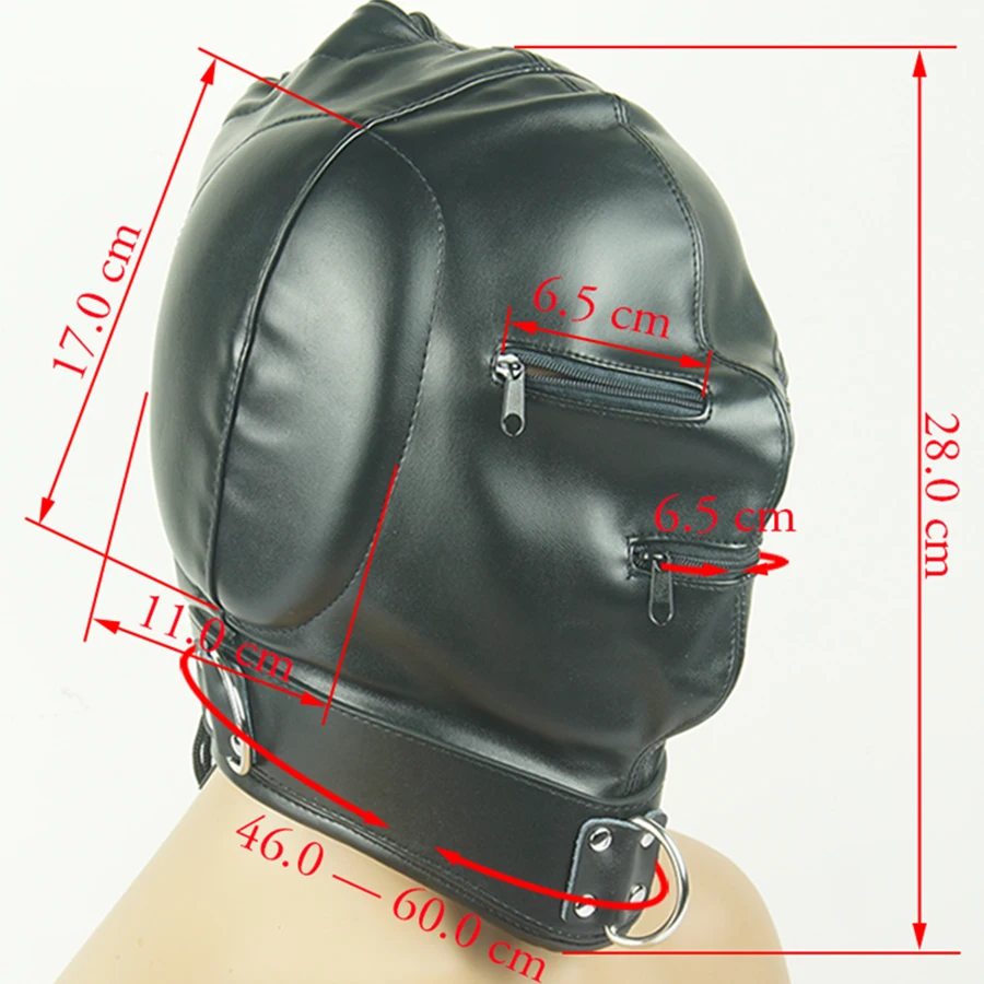 SM Leather Padded Hood Blindfold,Head Harness Mask Gag, BDSM Bondage ,Sex Toys For Couples Accessories