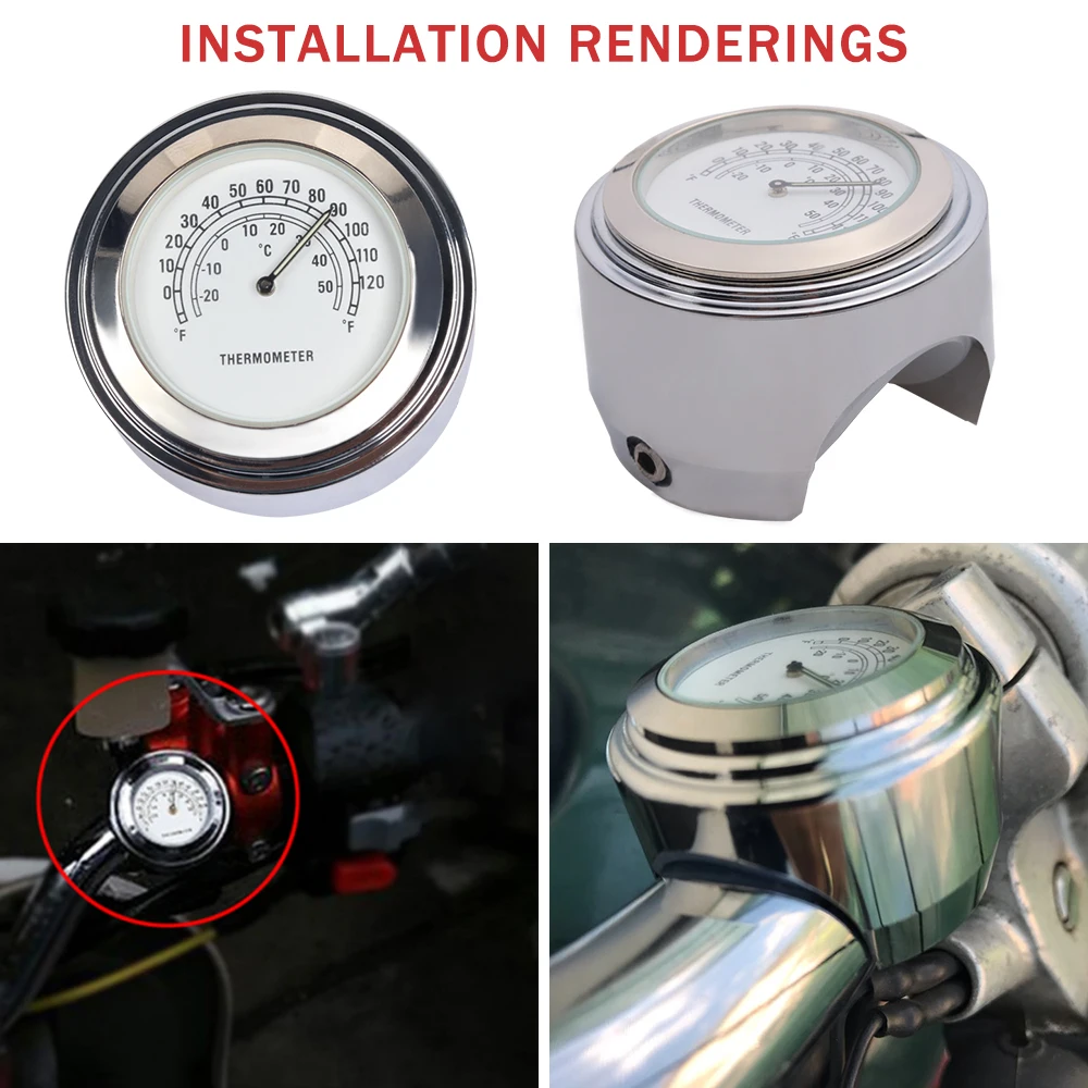 Алюминиевый руль для мотоцикла водонепроницаемый термометр с черным