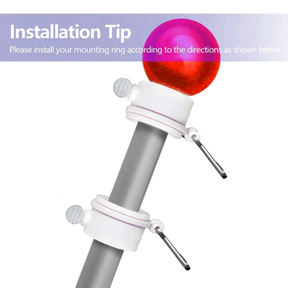 Набор из 2 пластиковых колец для флагштока с фиксированной вешалкой вращающееся