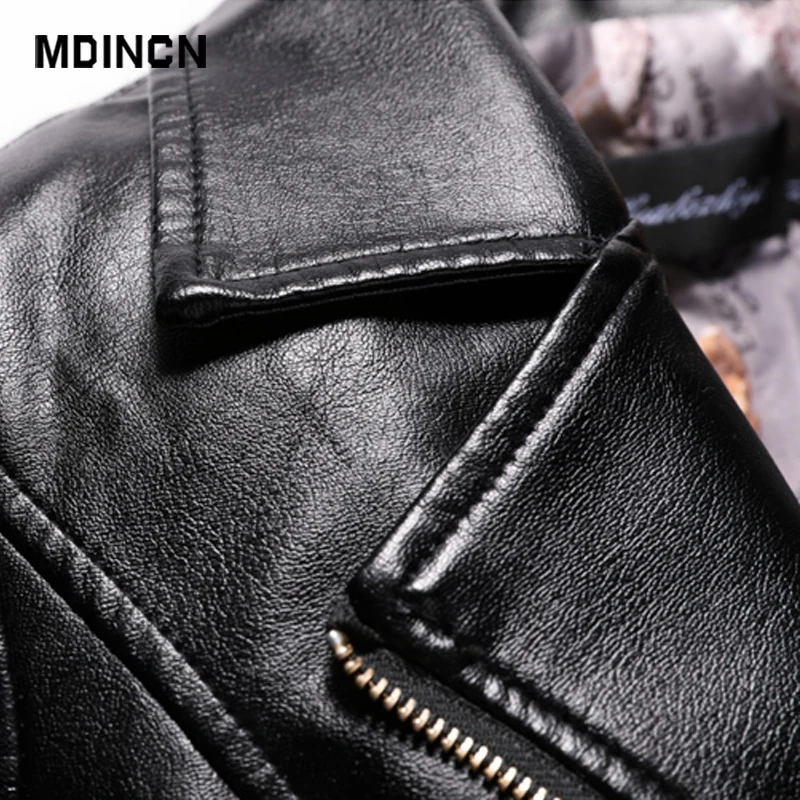 MDINCN стеганая короткая кожаная женская осенняя и зимняя одежда теплая мотоциклетная кожаная куртка большого размера из искусственной кожи
