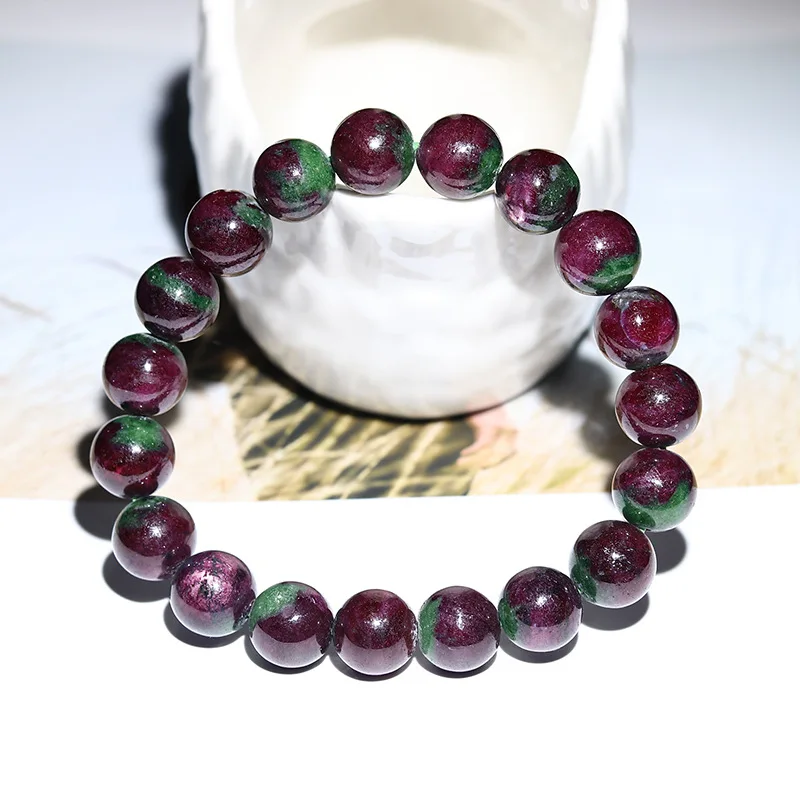 

Natural Stone Red Emerald Crystal Bead Elastic Bracelet Fashionable Healing Power Stone Jewelry Rare Gem