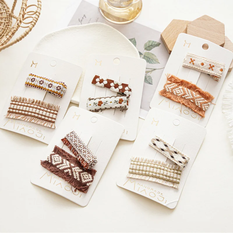 

2PCS Korean Girls Tassel Print Hairpins For Women Sweet Headband Hair Clip Barrettes Headwear Fashion Hair Accessories Jewelry