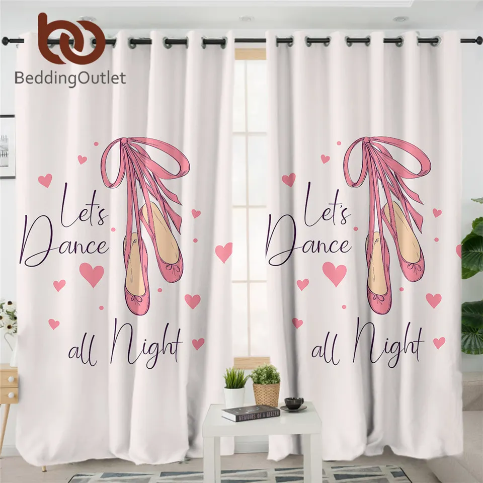 

BeddingOutlet Ballet Curtains for Living Room Dance Shoes Blackout Curtain Pink Girlish Bedroom Curtains Romantic Rideaux 1pc
