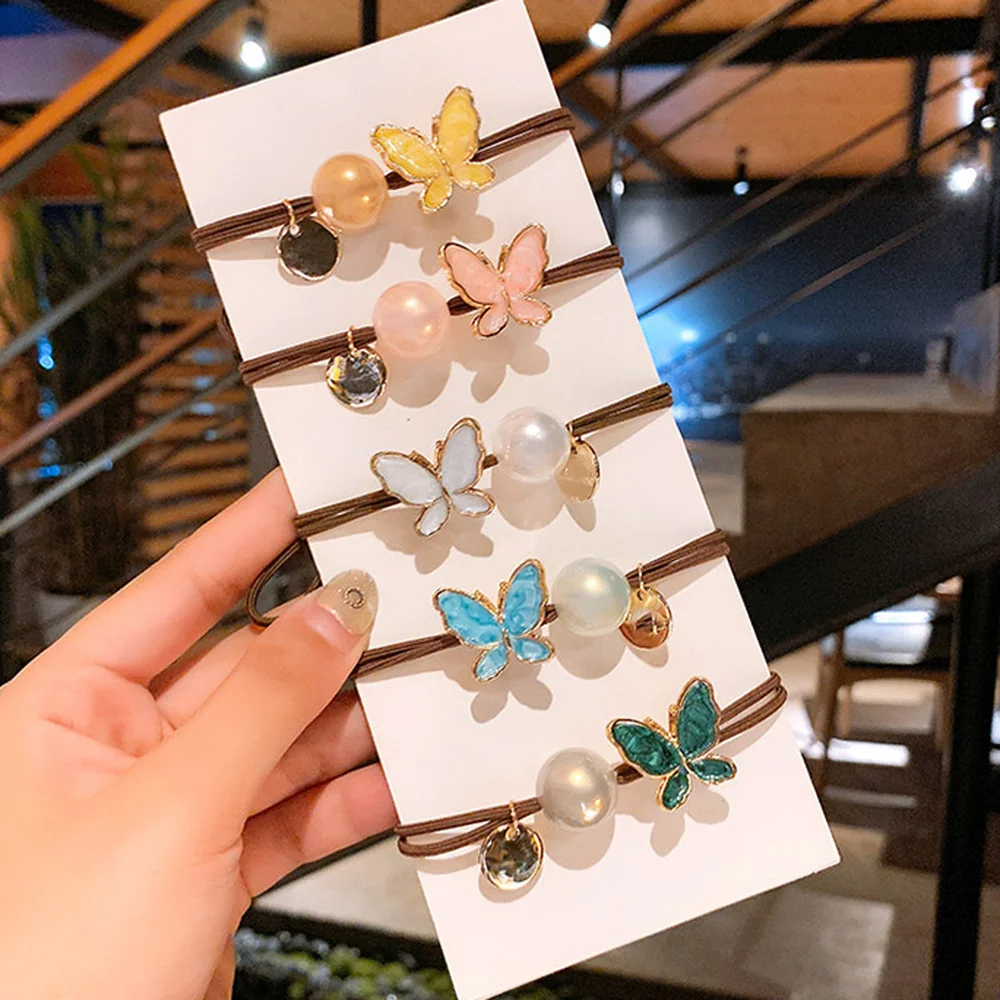 

2020 New Korea Women Hair Ropes Big Crystal Pearl Elastic Rubber Band for Girl Fashion Hair Accessories Hair Ties Wholesale