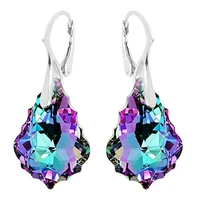 hermosa rainbow crystals drop dangle earrings for women silver color jewelry gifts for girls