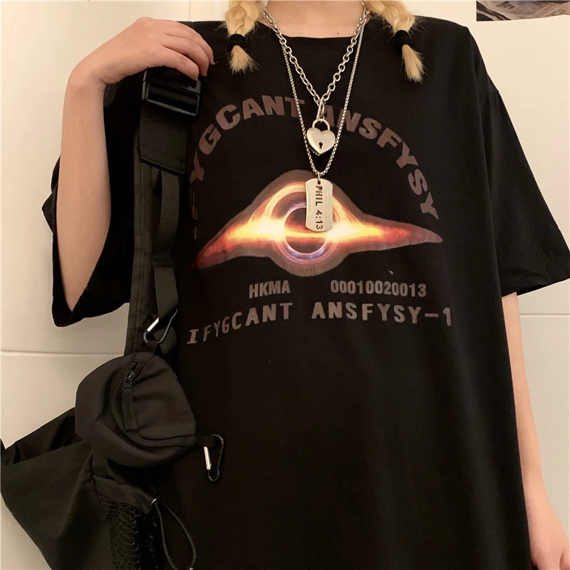 

2021 Harajuku Ufo Print Unisex Oversized T Shirt Short Sleeve Cotton Men Tops Summer Graphic Woman Loose Vintage Casual Clothing