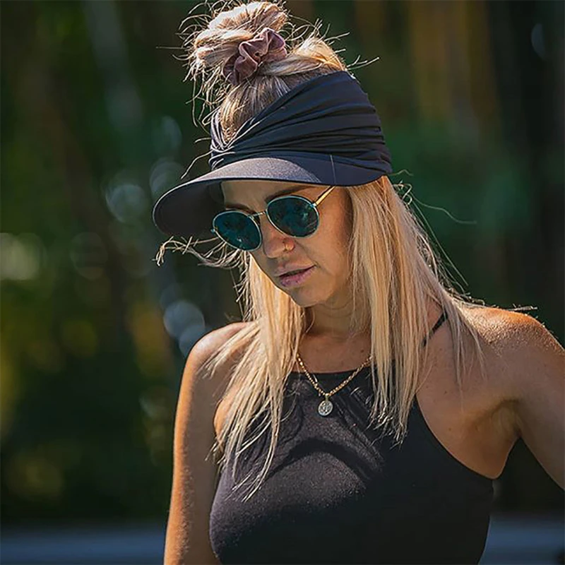 

Женская летняя Солнцезащитная шапка, Новая модная женская пляжная шапка для конского хвоста, эластичные солнцезащитные шапки для женщин, ...