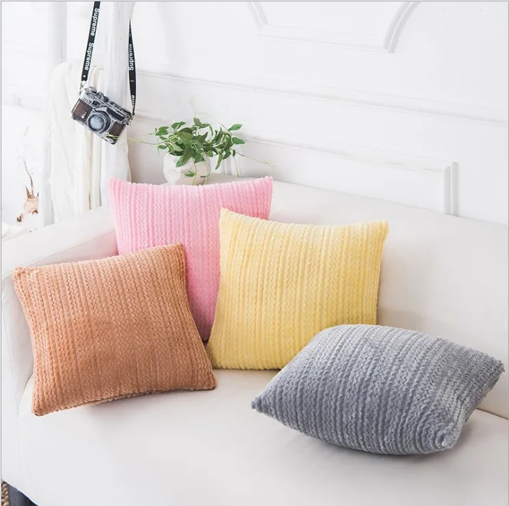 Мягкая плюшевая наволочка для подушки кофейного серого синего желтого цвета 43X43