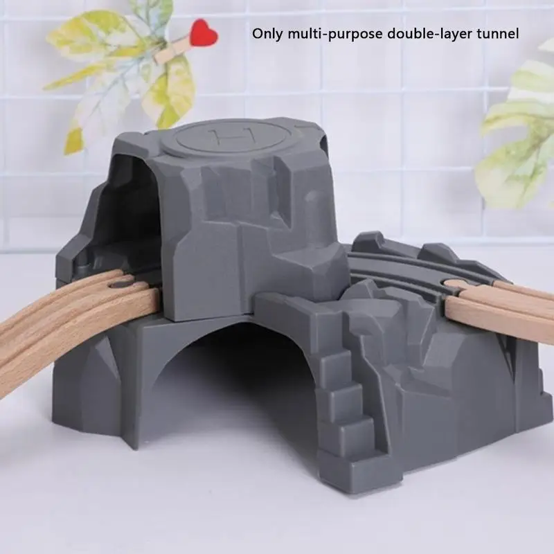 

Plastic Grey Double-layer Tunnel Train Track Accessories Toy Multi-purpose Assembled Children Small Train Railway Toys