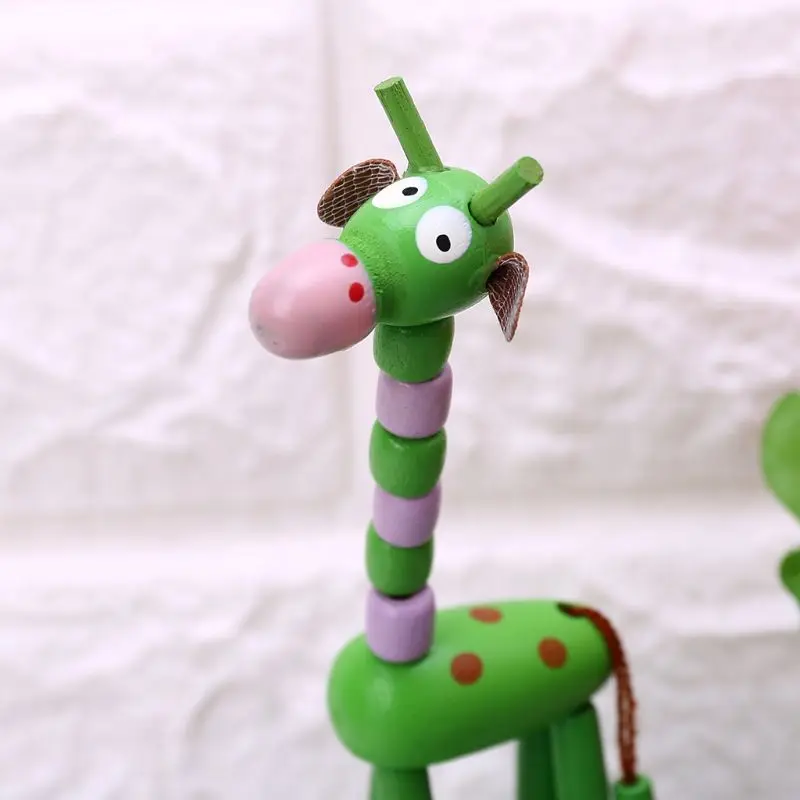

Funny Baby Kids Intelligence Developmental Educational Wooden Colorful Rocking Giraffe Toy Dancing Stand Gift 24BE