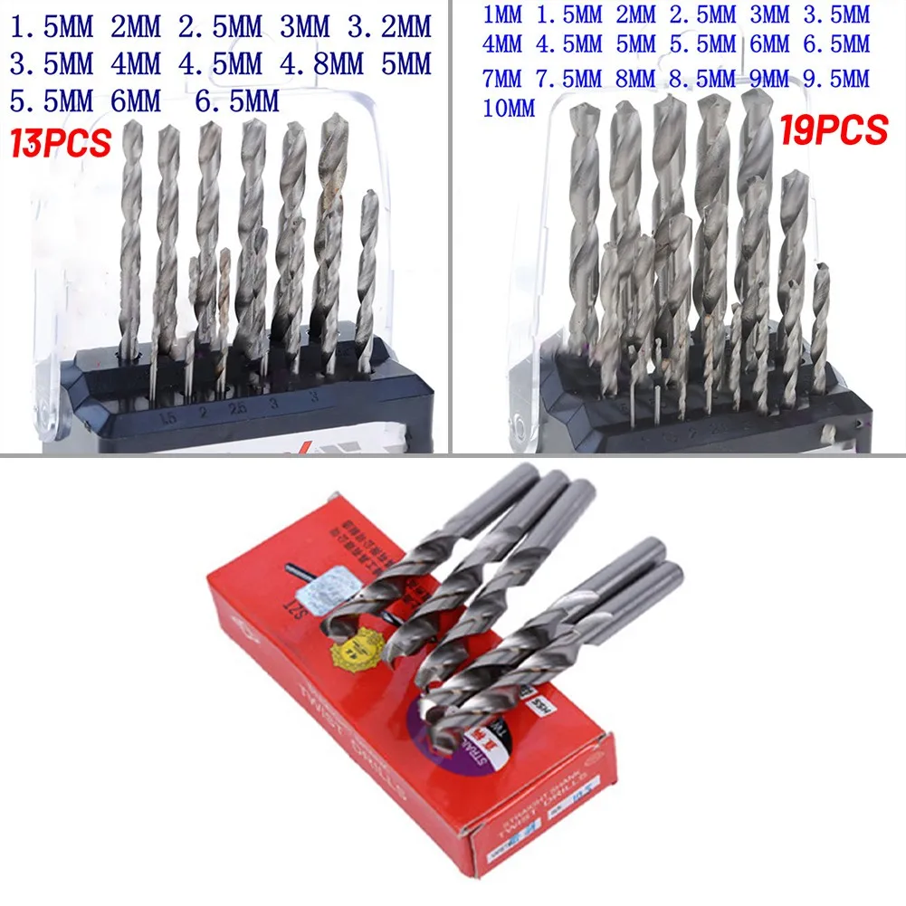 

High-quality 13-piece High-speed Steel Drill Bit 19-piece Straight Shank Drill 1-10mm Drilling Hole Tool