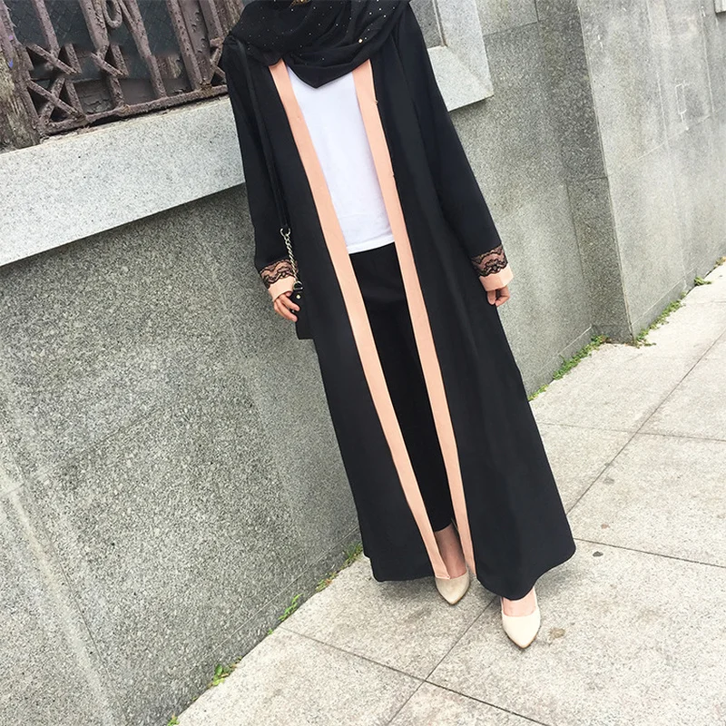 Открытое мусульманское платье абайя из Дубая кафтан женское кимоно на шнуровке