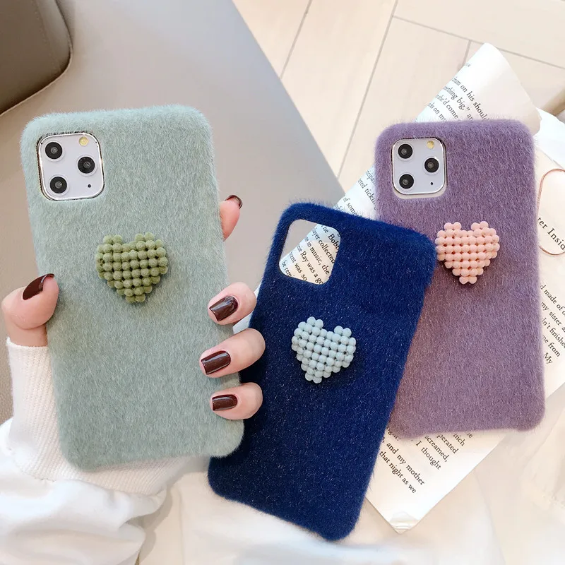 Роскошный модный супер милый пушистый 3D чехол с сердечками для iPhone 11 Pro XS Max XR X 8 7 6