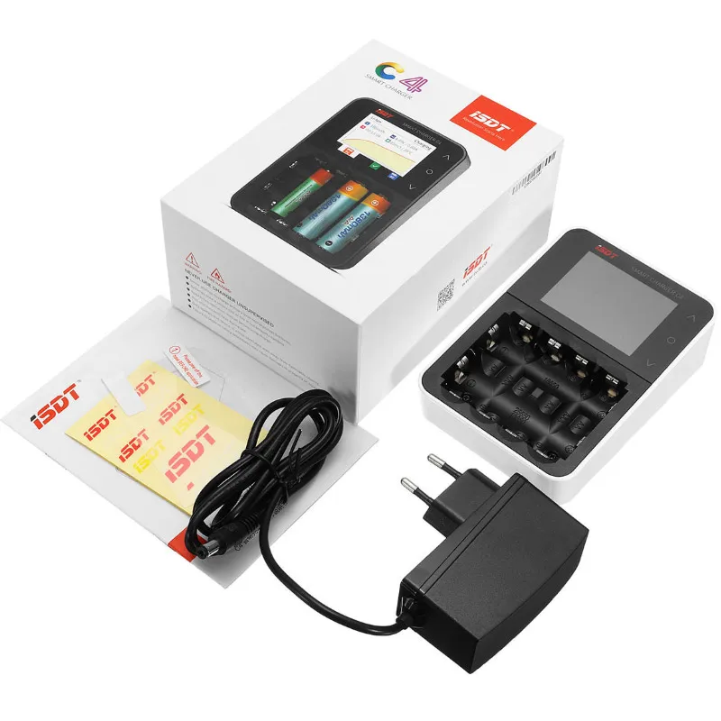 ISDT C4 8A сенсорный экран Смарт зарядное устройство с USB выходом для 18650 26650 AA AAA батареи