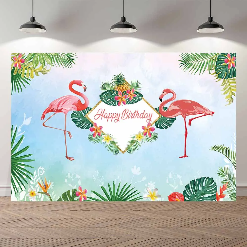 

SeekPro Happy Birthday party Banner baby shower flamingo summer vacation Studio Photo Bacdrop Photography Backgrounds Wall Paper