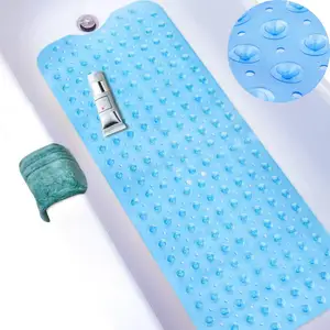 non slip bath mat rectangle pvc anti skid bathroom mats soft massage suction cup anti bacterial shower bath mat bathtub carpet free global shipping
