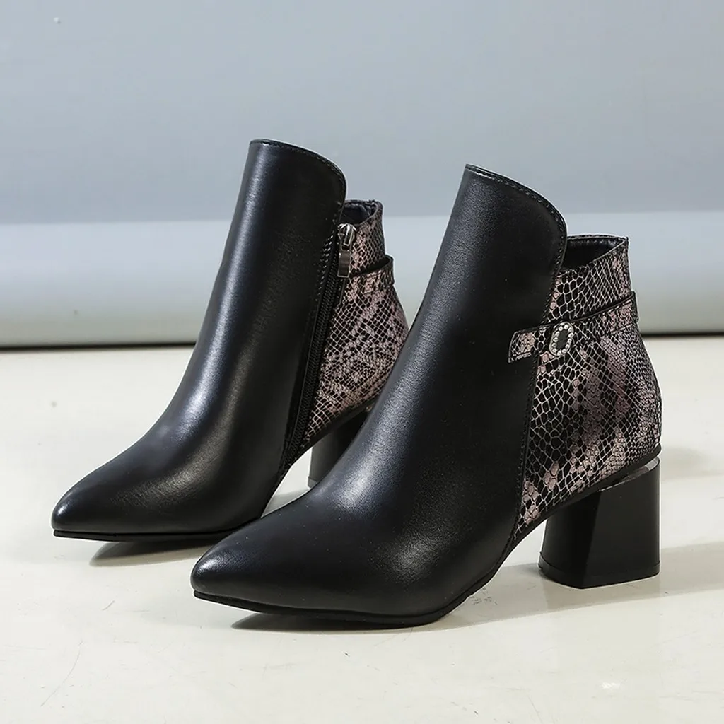 Ботинки со змеиным узором элегантные модные женские ботильоны коллекция 2019 года