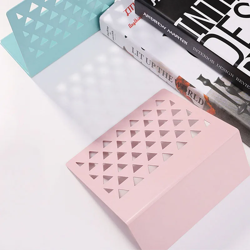 

Metal Hollow Desktop Organizer Bookends Book Ends Support Stand Holder Shelf Bookrack Home Office Supplies