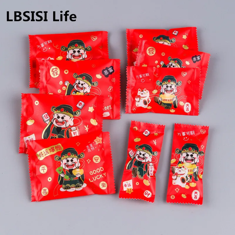 

100 шт., новогодние пакеты для конфет с нугой и печеньем