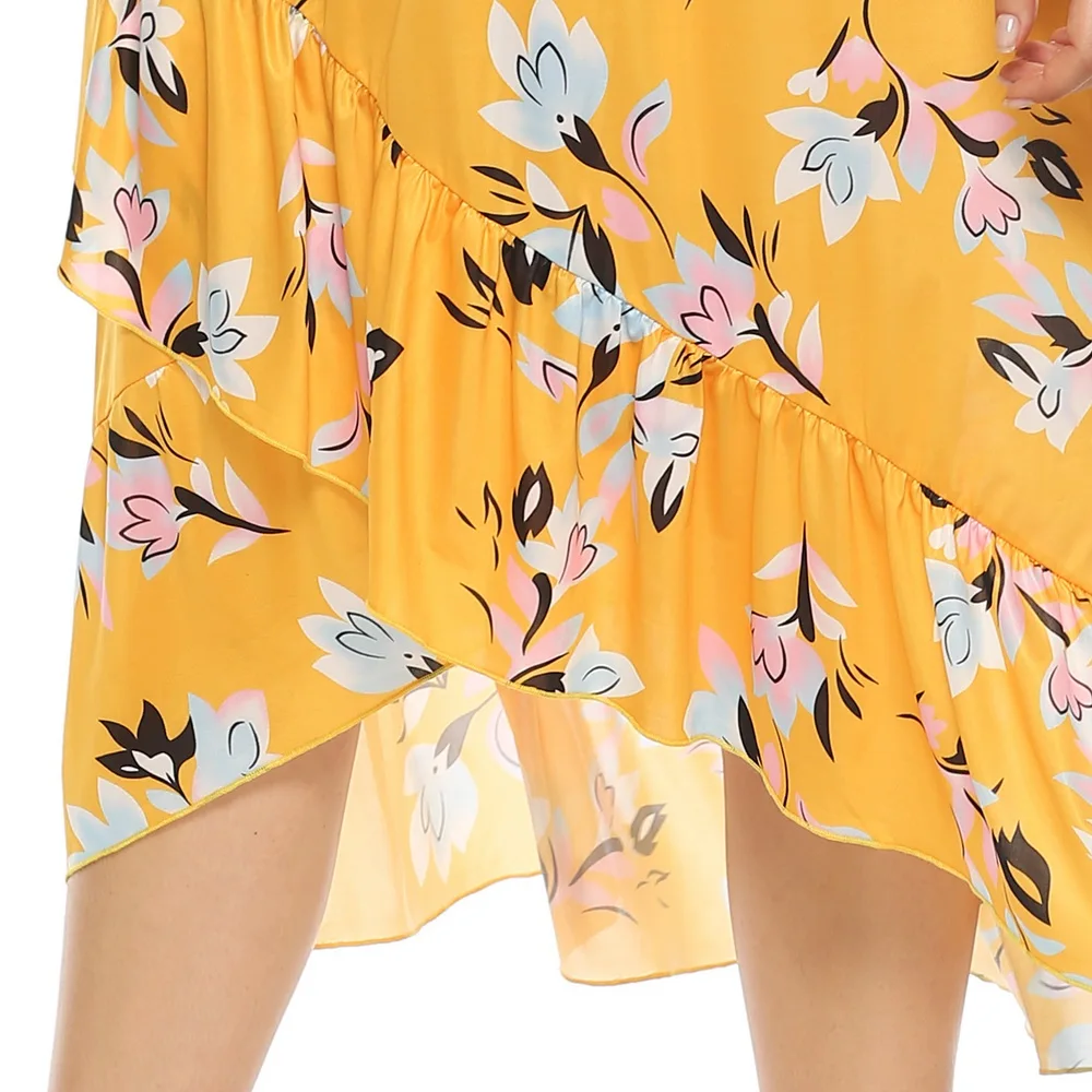 Женское летнее платье с принтом открытыми плечами и оборками размера плюс