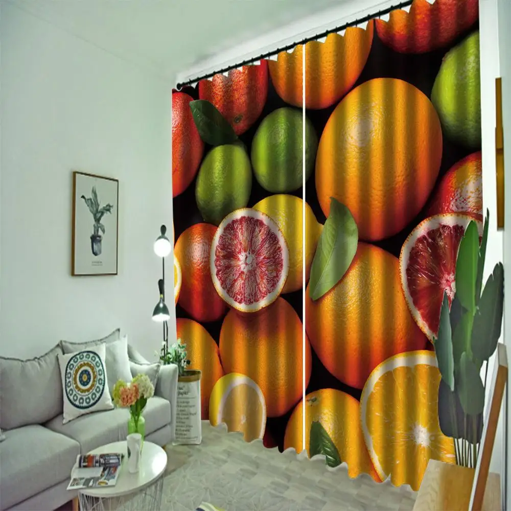 Оранжевые шторы с фруктовым окном для детей гостиной спальни улицы помещений