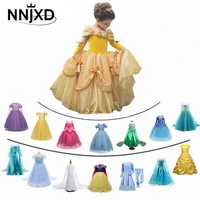 fancy girl princess dresses beauty belle cosplay costume snow christmas halloween princess dress up children party clothes