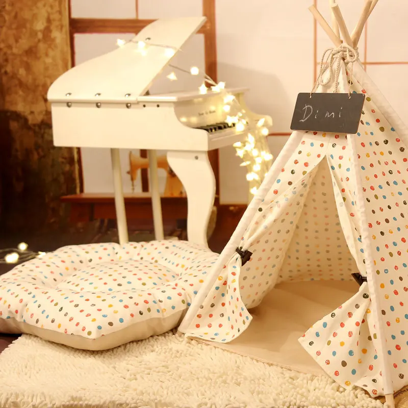 Новинка 2020 цветные палатки в горошек для собак моющаяся палатка щенков и кошек