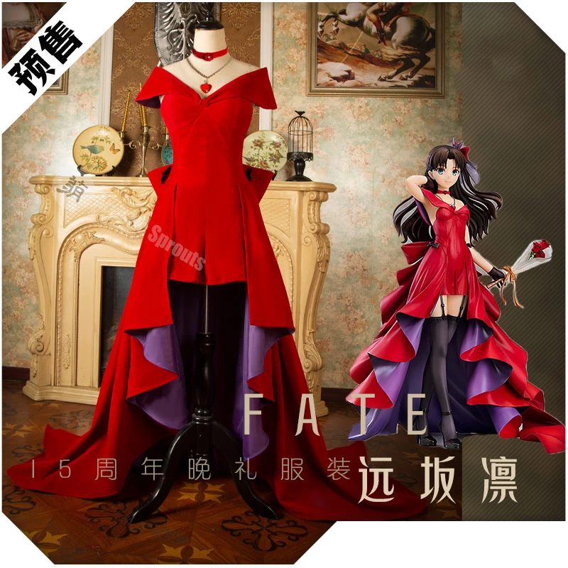 

Anime Fate/Grand Order FGO Fsn Tohsaka Rin 15th Anniversary Red Party Dress Cosplay Costume Women Halloween Free Shipping 2020