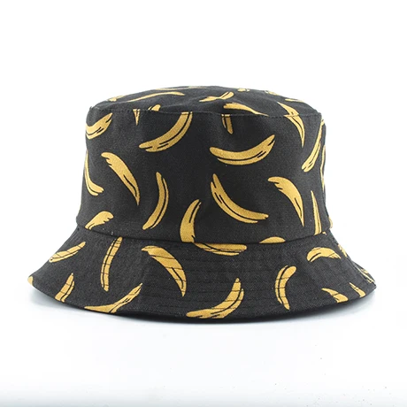 black banana Панама шляпа для мужчин и женщин Летняя Панама с банановым принтом желтая шляпа Боб шляпа хип-хоп Gorros Рыбацкая шляпа - Цвет: black banana