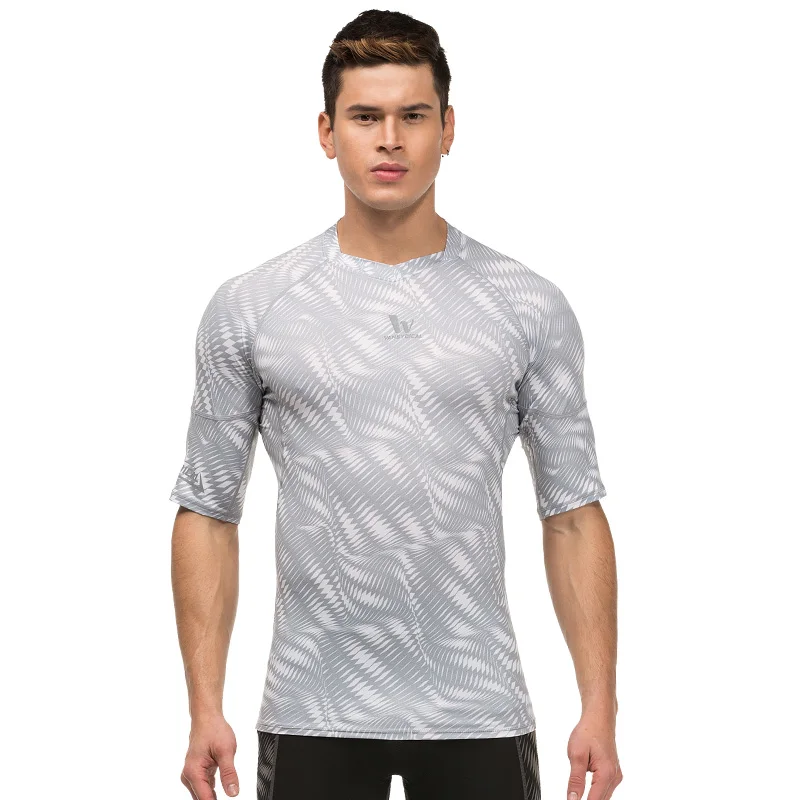 VANSYDICAL Мужская рубашка для бега с коротким рукавом камуфляжная компрессионная