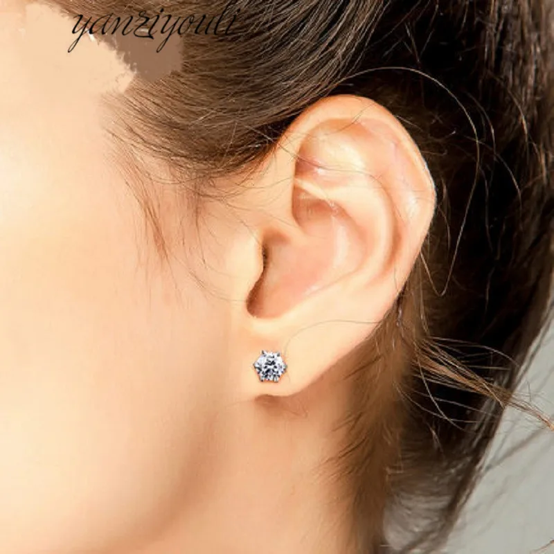 ЦИРКОНИЕВЫЕ серьги-гвоздики с кристаллом AAA в стиле панк гипоаллергенные модные