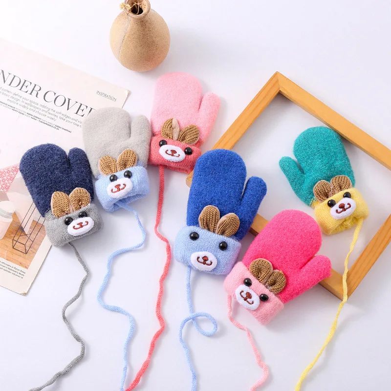 Зимние вязаные перчатки одежда для малышей девочек верхняя мальчиков мягкие