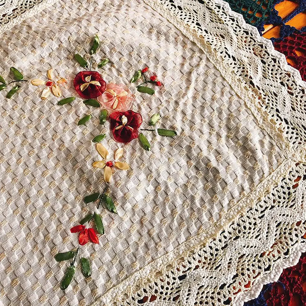 Пасторальный 100% хлопок ручная работа лента вышитая крючком кружева настольная