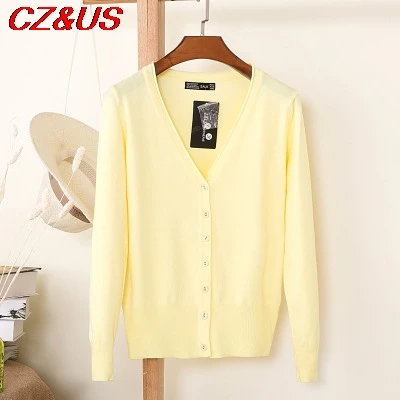 

S-4XL Big Size Women Solid Color V-Neck Sweater Female Long Sleeve Knitted Cardigan Buttons Short Women Tops 2021Autumn Winter