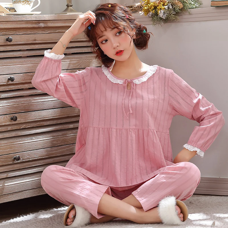 

Пижама женская, красная, с длинным рукавом, весна-осень