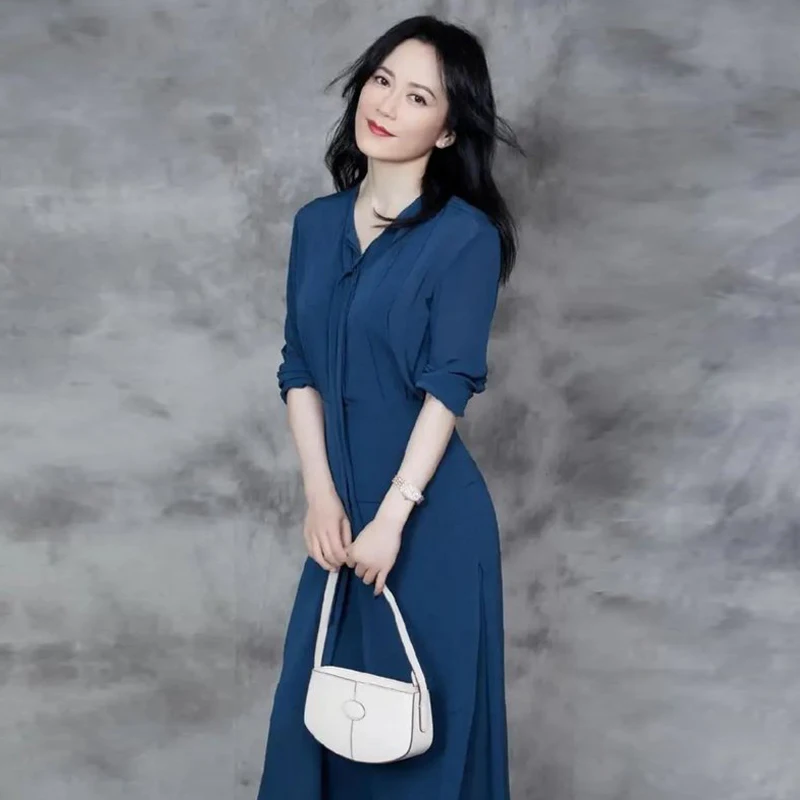 

Elegant Chic Women'S Sets Spring New Bow Tie Long Sleeve Shirt Tops, Casual Loose Half Skirt Office Party Two Piece Set