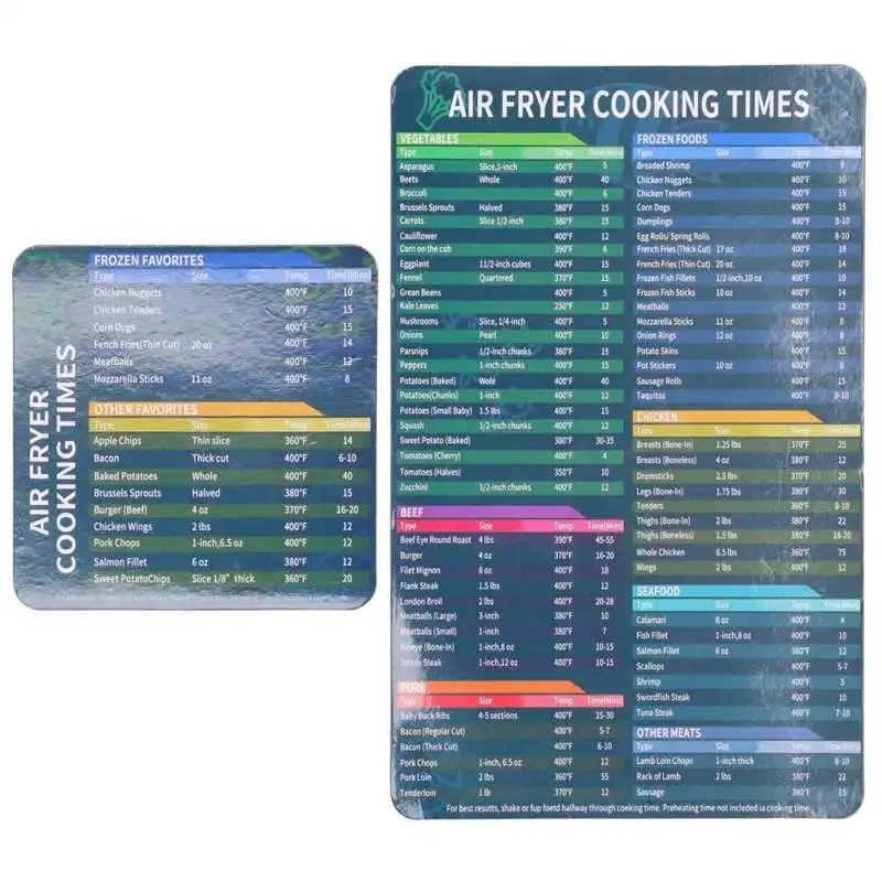 

Air Fryer Accesoires Magnet Sheet Cooking Frying Time Reference Guide Cookware Accessories