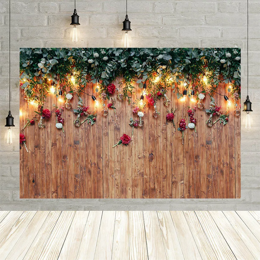 

Фон для фотосъемки Avezano с изображением светло-зеленых растений на День Св. Валентина и деревянной доски светильник для детской вечерние, для...