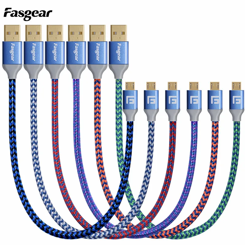 

Fasgear 6 pcs/lot USB To Miscro 3A Nylon Fast Charging Data Trasmission Micro USB Cable For Phone MP3 Car DVR GPS Digital Camera