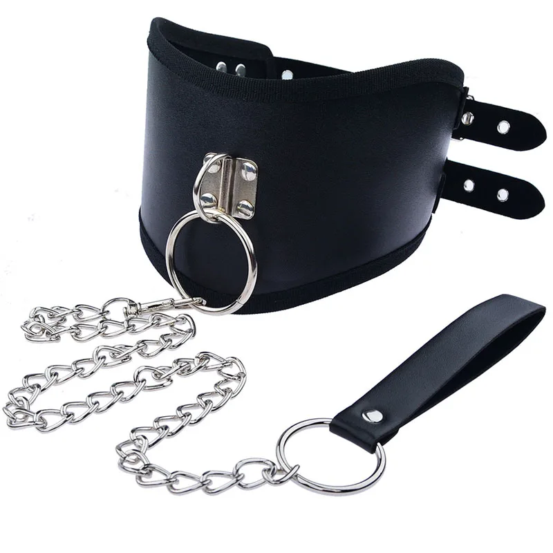 

Leather Erotic BDSM Collar With Chain Leash Neck Bondage Corset Slave Collars Fetish Adult Games Restraints Sex Toys For Couples